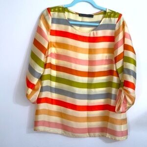 Outback red tunic top stripes summer spring Sz M